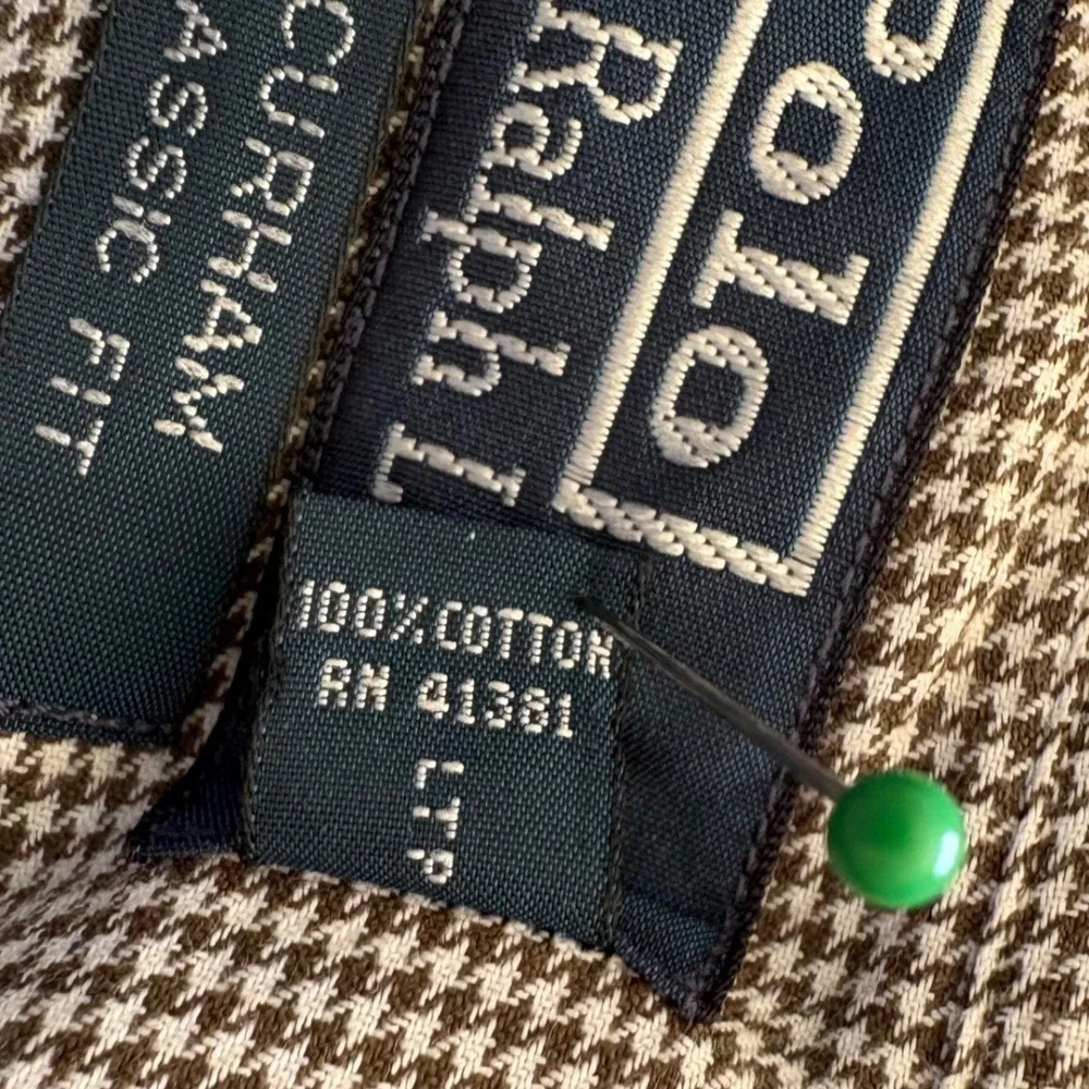 Polo Ralph Lauren Brown Micro-Houndstooth Curham Shirt L Dark Academia‎ Earthy
